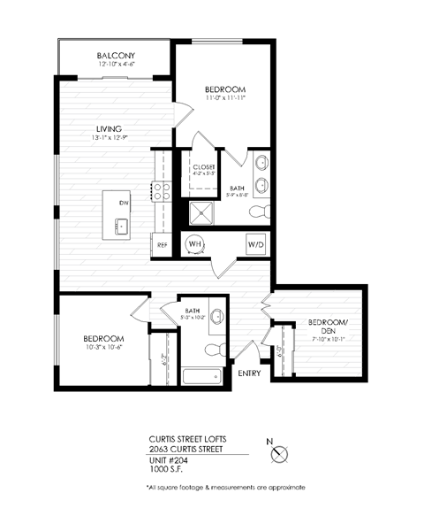 Two Bedroom w/ Den and Balcony